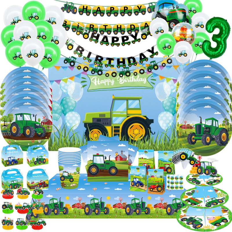 Car Accessories Banner - Tema Traktor Pertanian Hijau Peralatan Makan