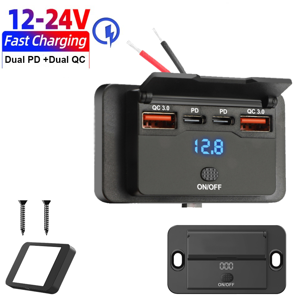 Car Accessories Thailand - Panel Outlet USB C 4-Port 12/24V