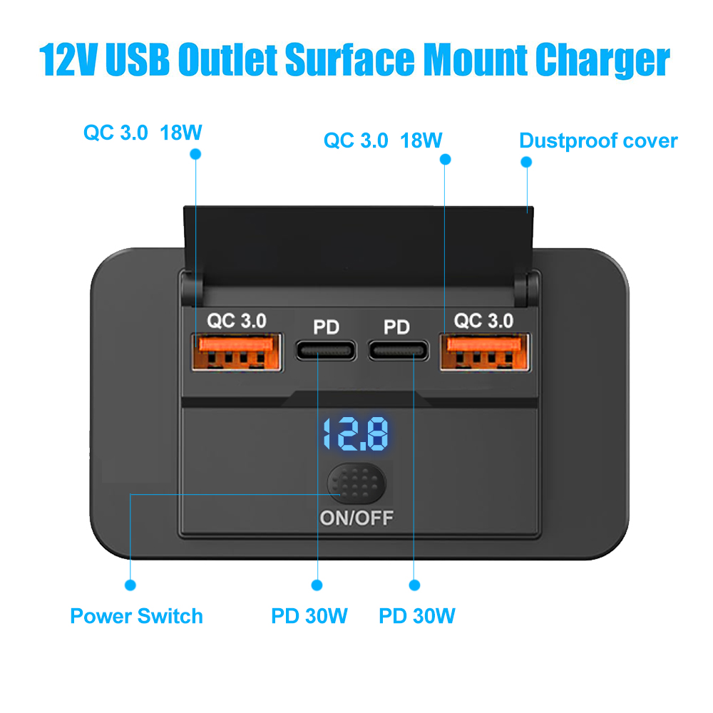 Panel Outlet USB C 4-Port 12/2 - Car Accessories Thailand ulasan dan harga